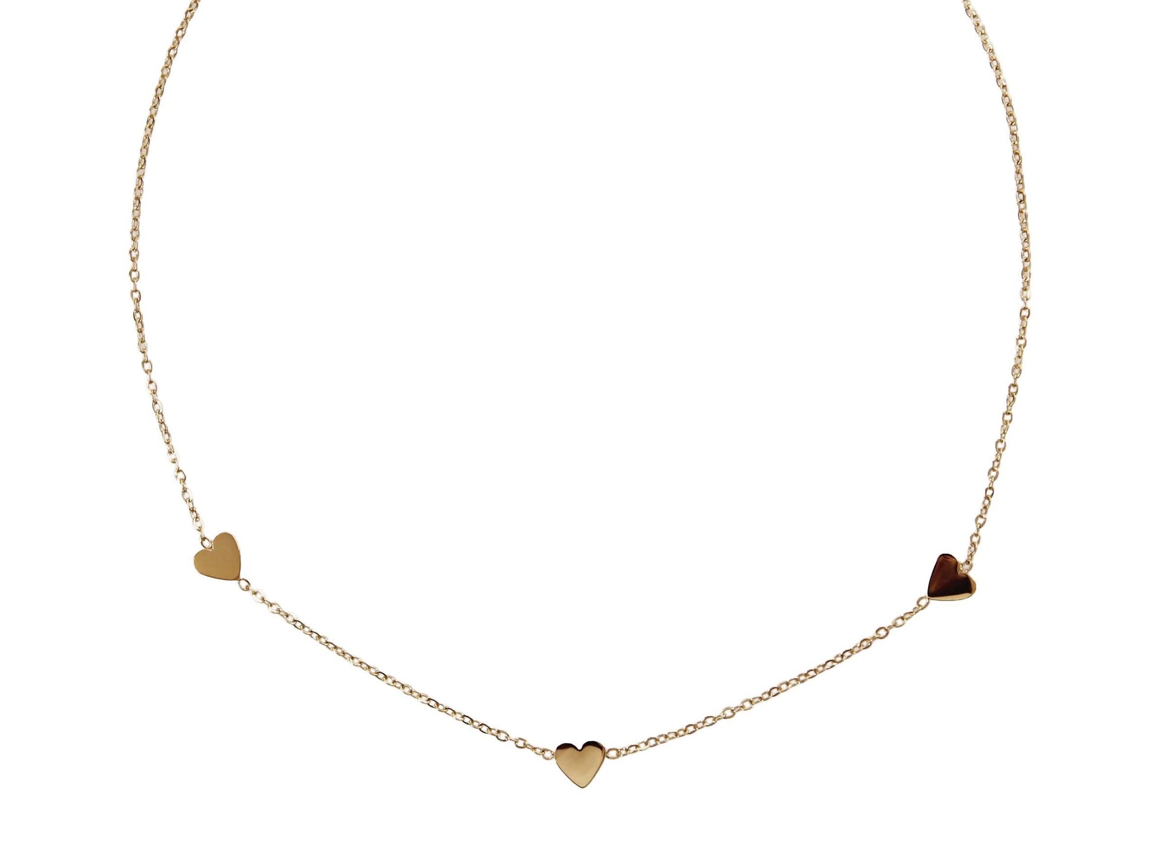 Gold Three Hearts Necklace