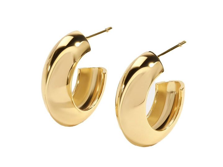 Gold Domed Hoop Earrings
