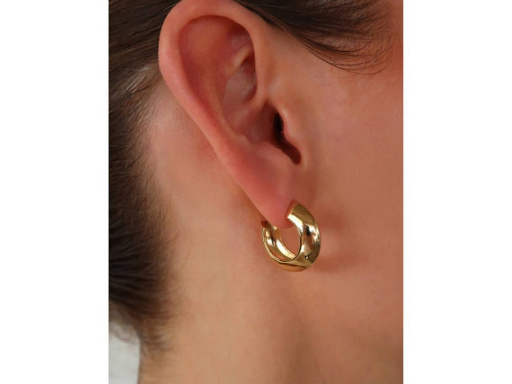Gold Domed Hoop Earrings