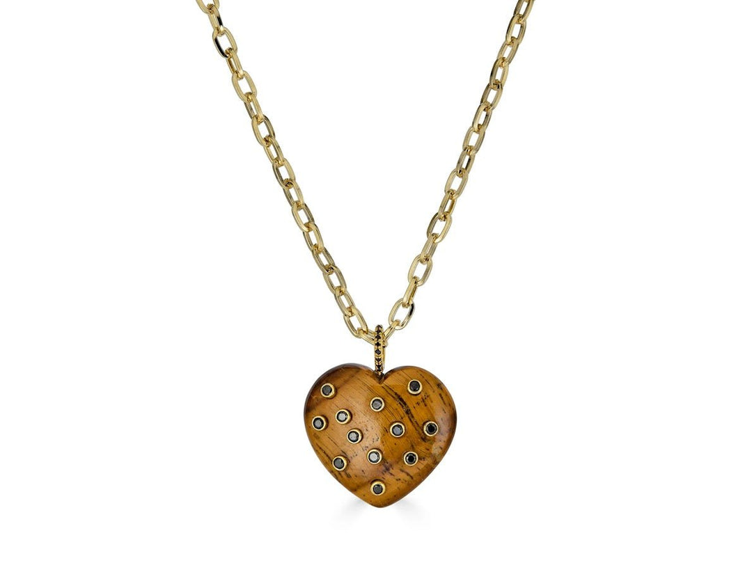 Tiger Eye Heart Charm Necklace