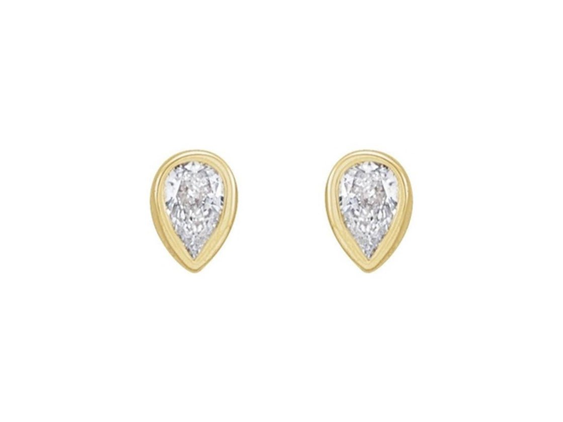 14k Pear-Shaped Diamond Studs