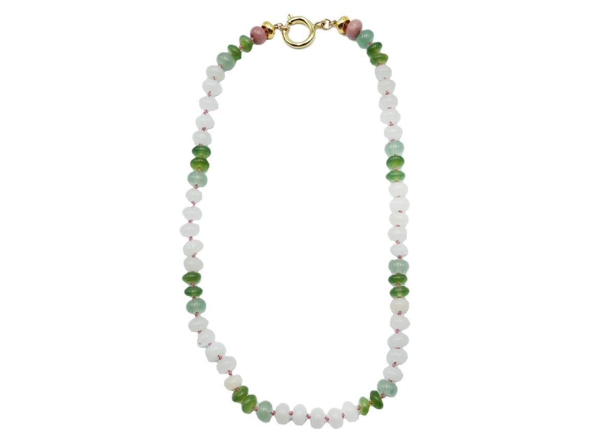 Beverly Hills Strand Necklace of Quartz, Aventurine, and Rhodonite