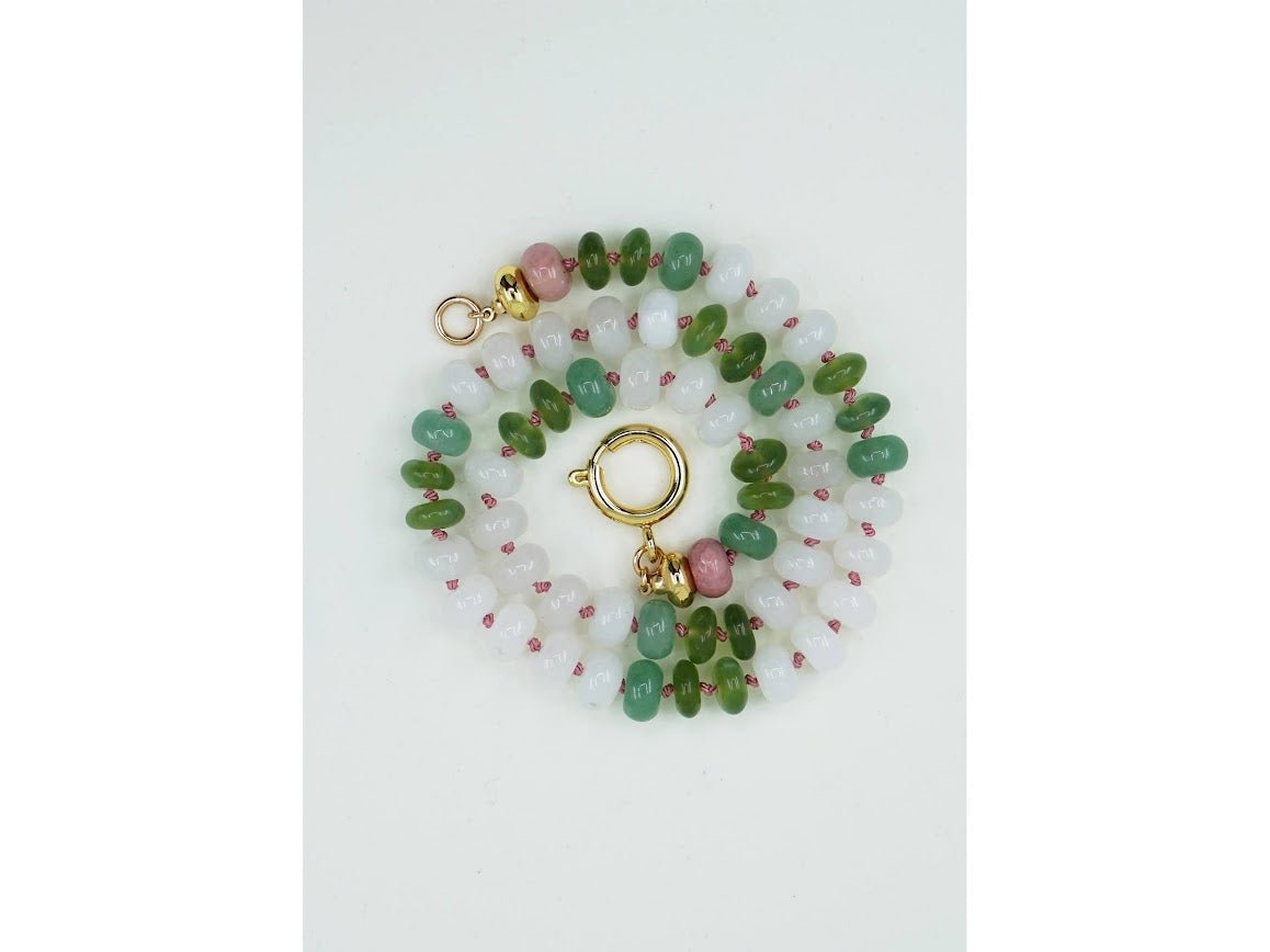 Beverly Hills Strand Necklace of Quartz, Aventurine, and Rhodonite