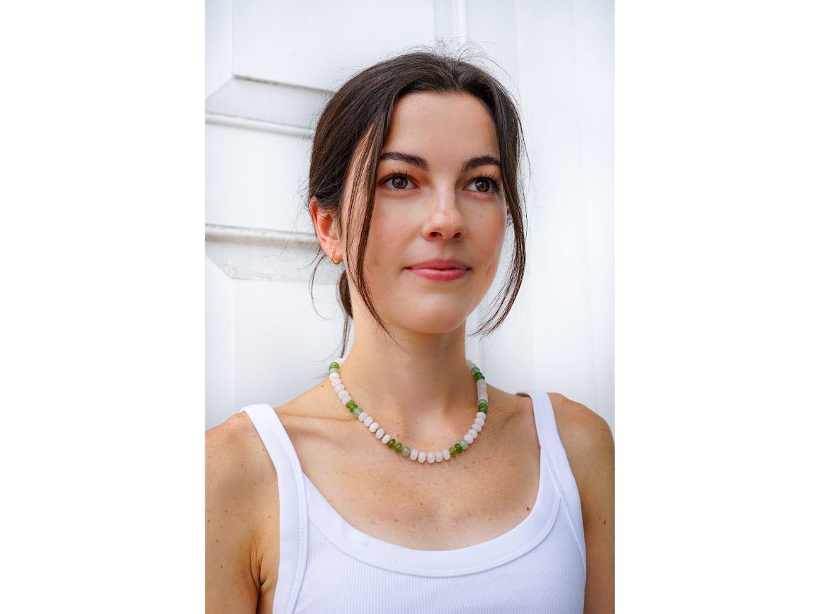 Beverly Hills Strand Necklace of Quartz, Aventurine, and Rhodonite