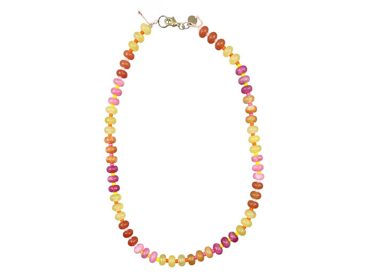 Orange, Pink, Yellow, and Red Bead Necklace