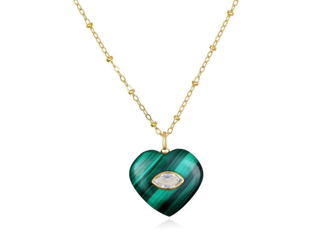 Malachite and Topaz Heart Necklace