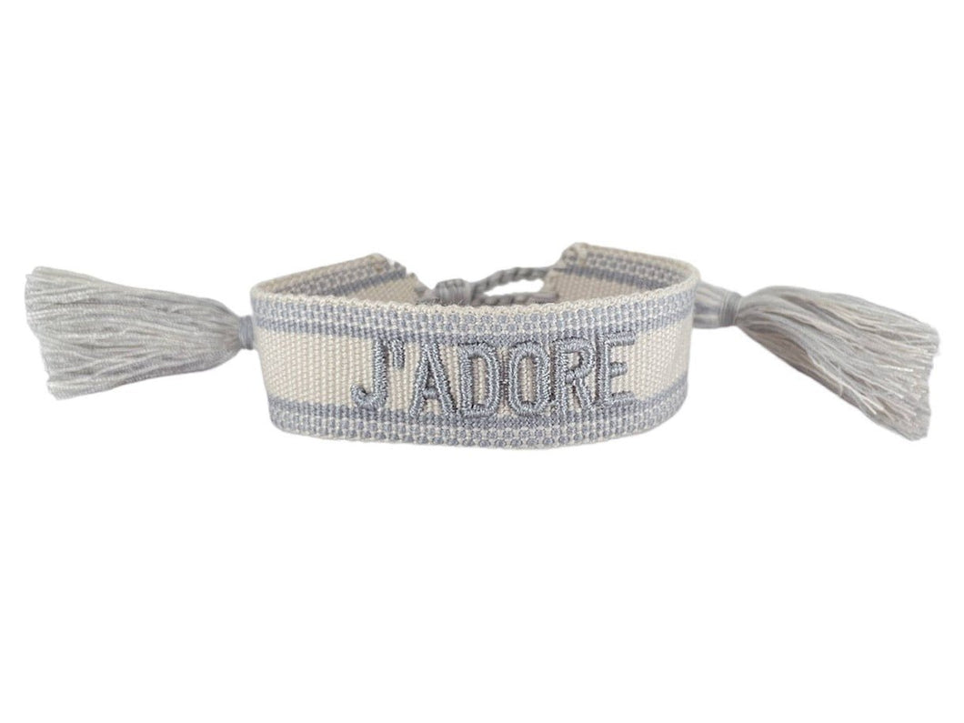 Cream and Gray Woven J'ADORE Bracelet