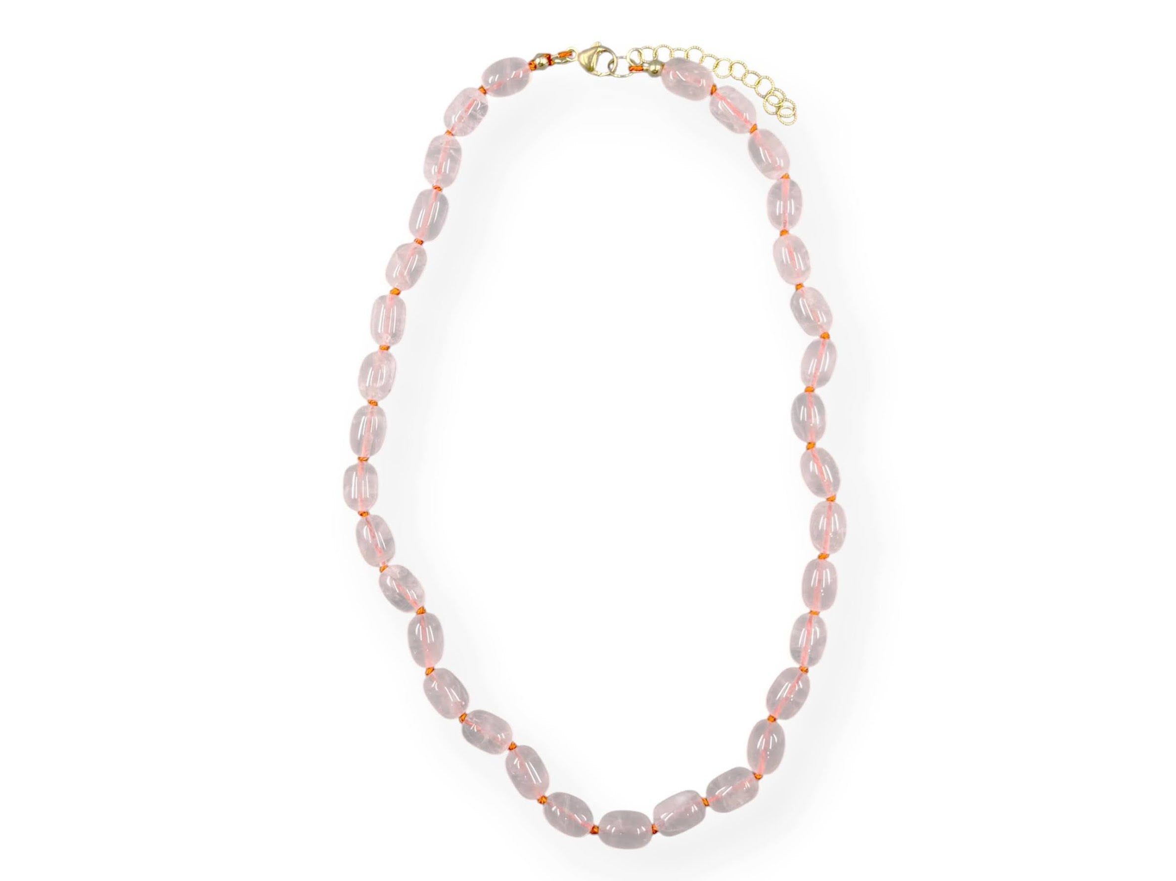 Rose Quartz Jellybeans on Silk Necklace
