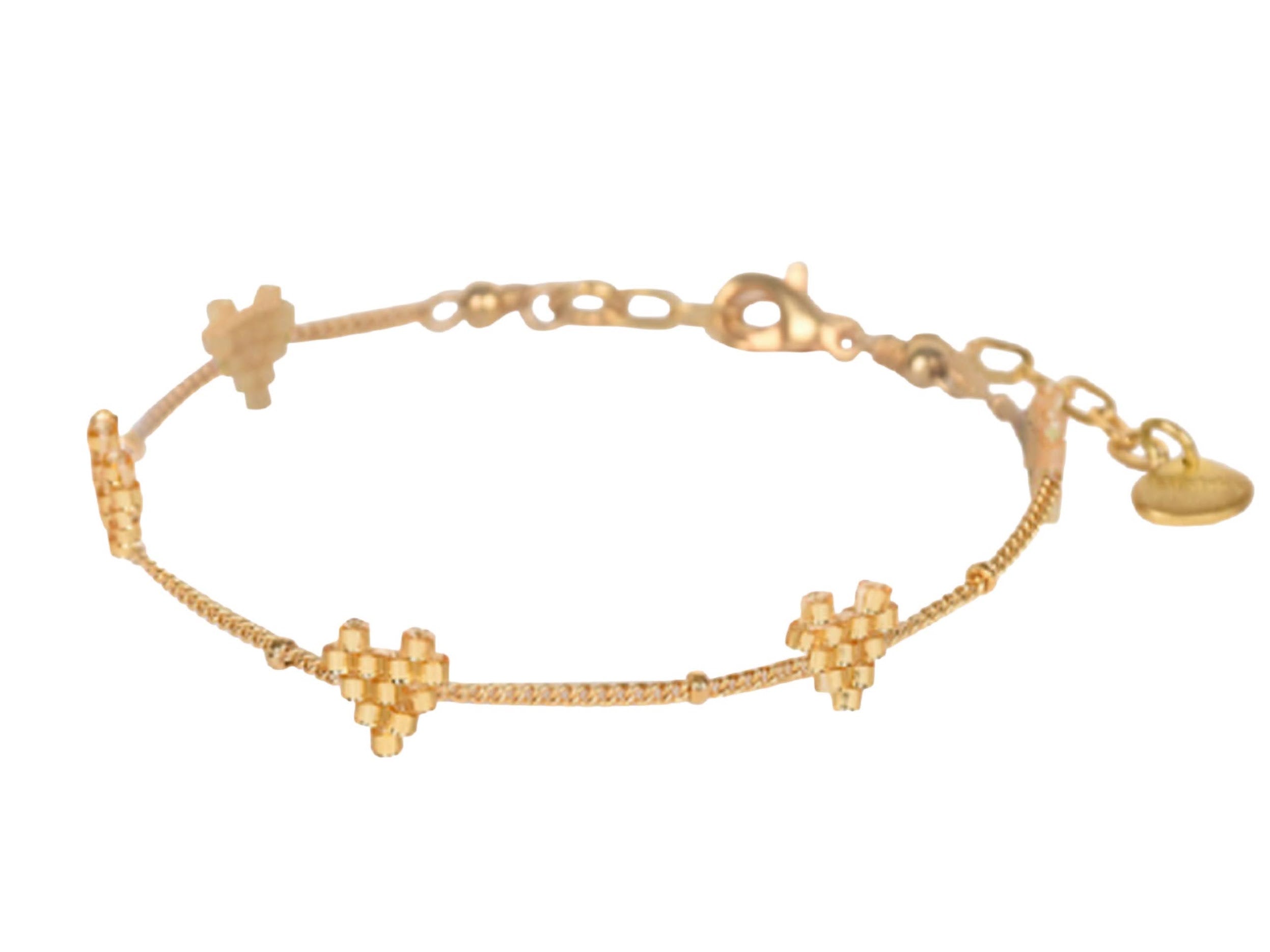 Mini Beaded Gold Heart Bracelet