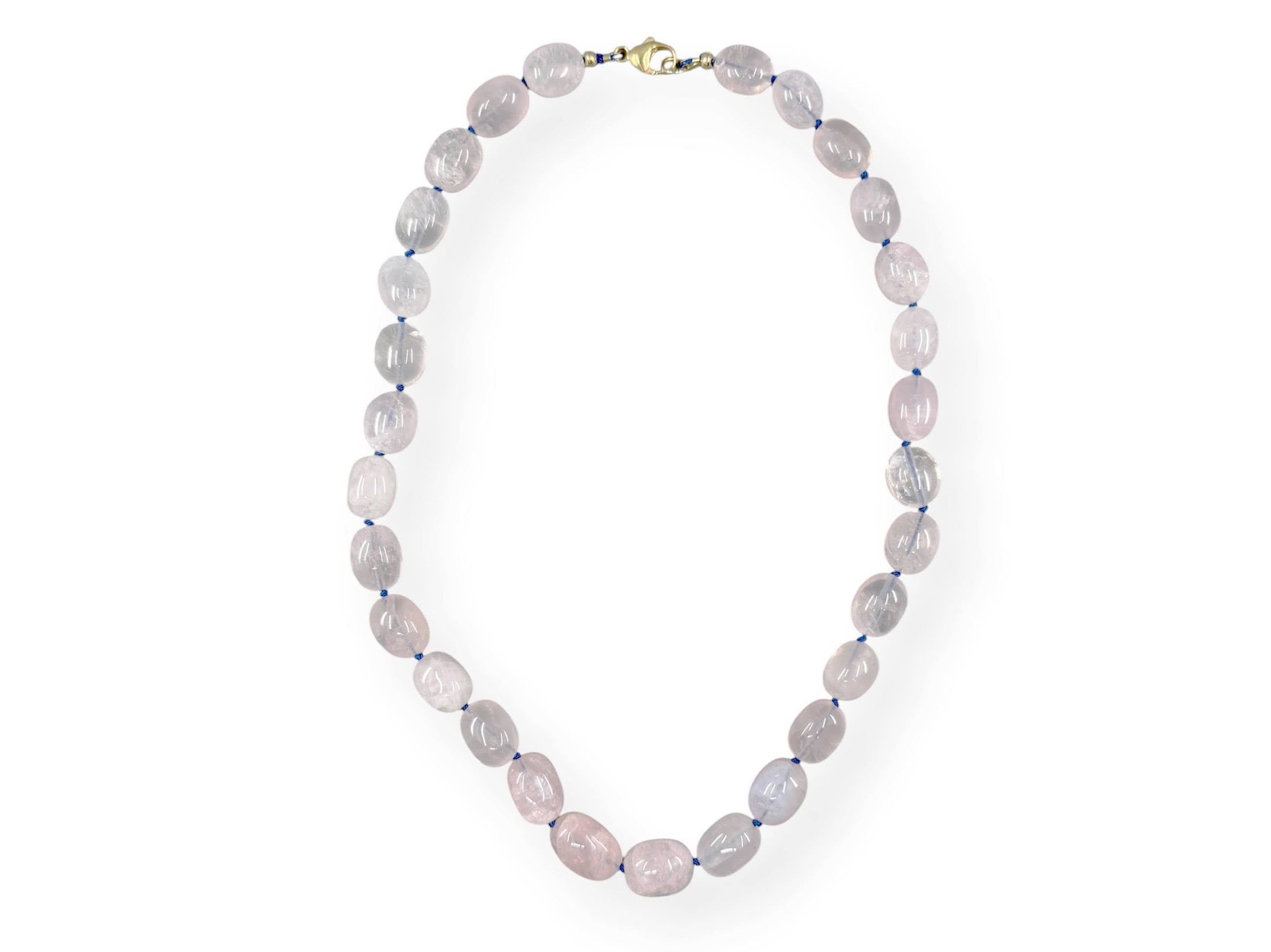 Large Rose Quartz Jellybeans on Silk Necklace