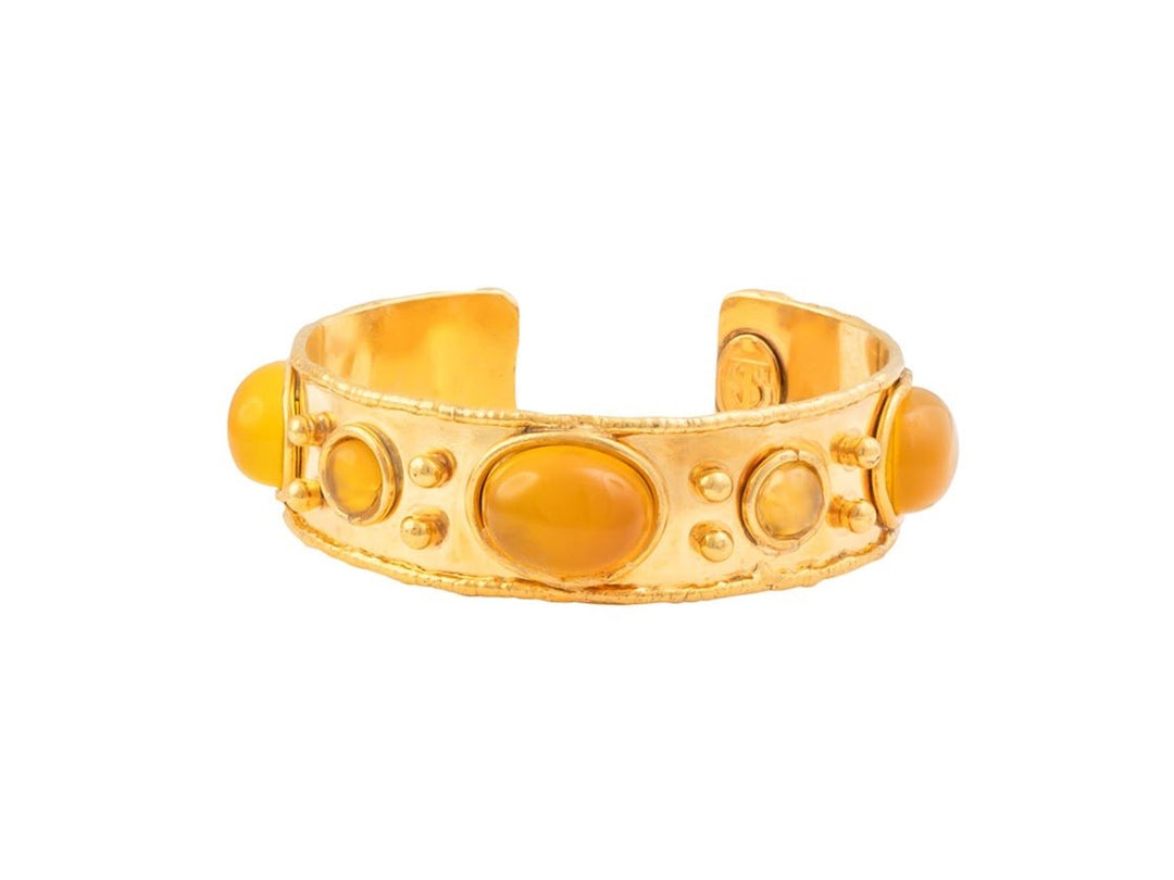 Narrow Yellow Onyx Byzantine Cuff