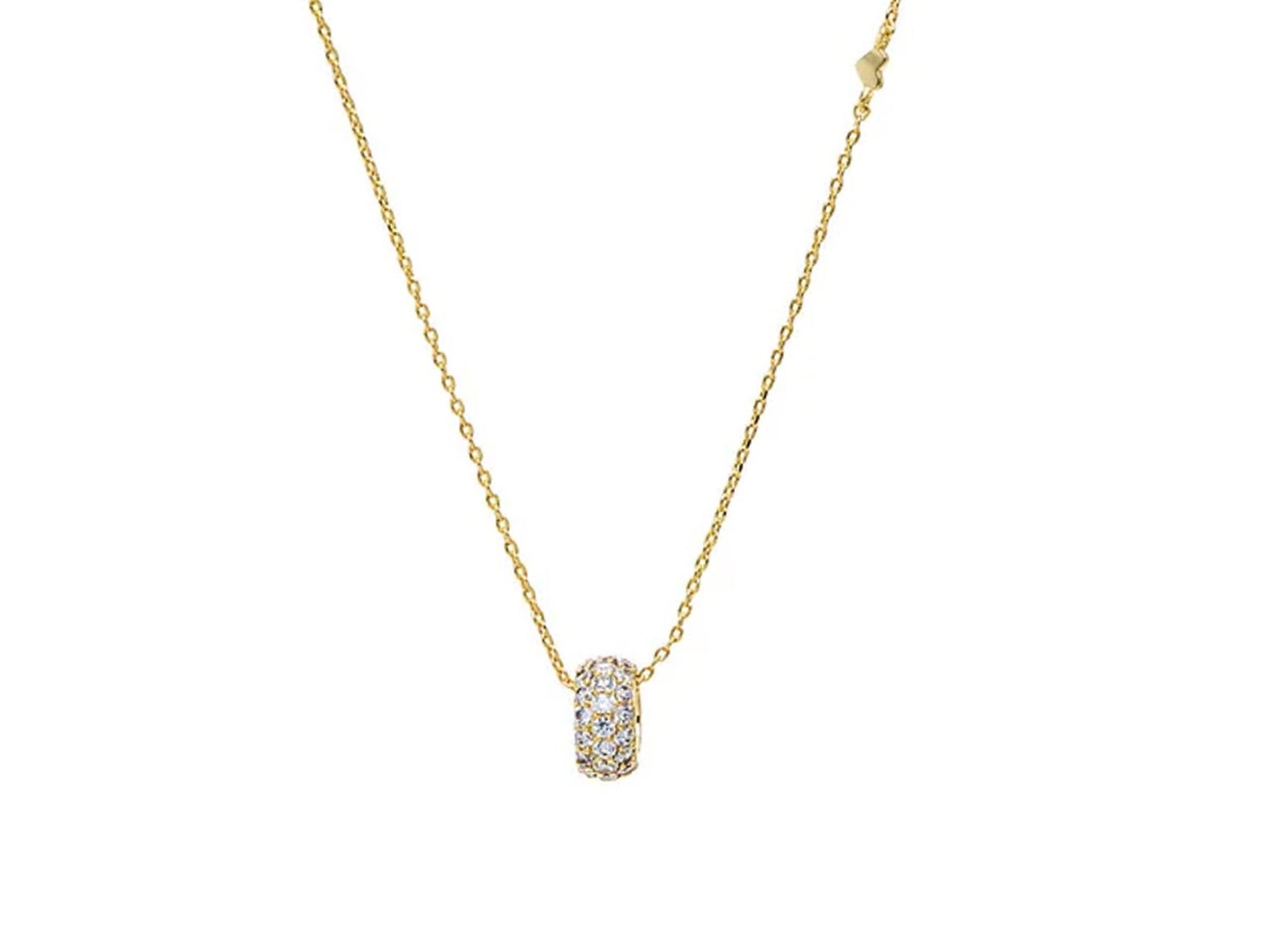 Pave CZ Roller Charm Necklace
