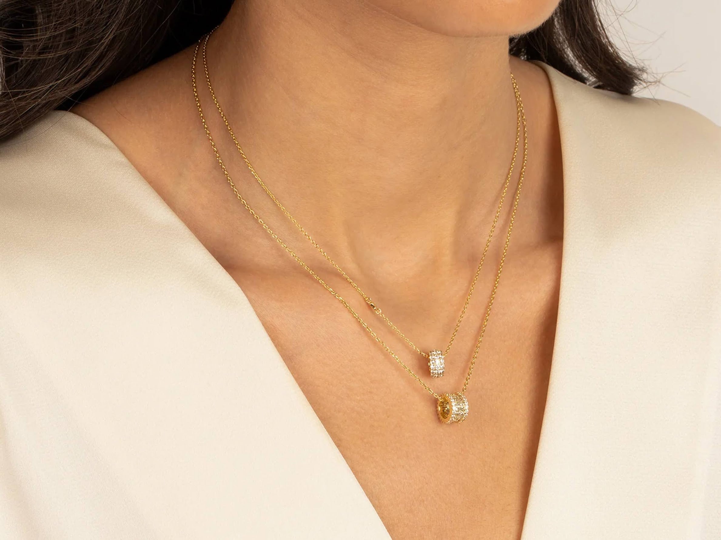 Pave CZ Roller Charm Necklace