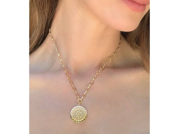 Gold Sun Medallion Necklace