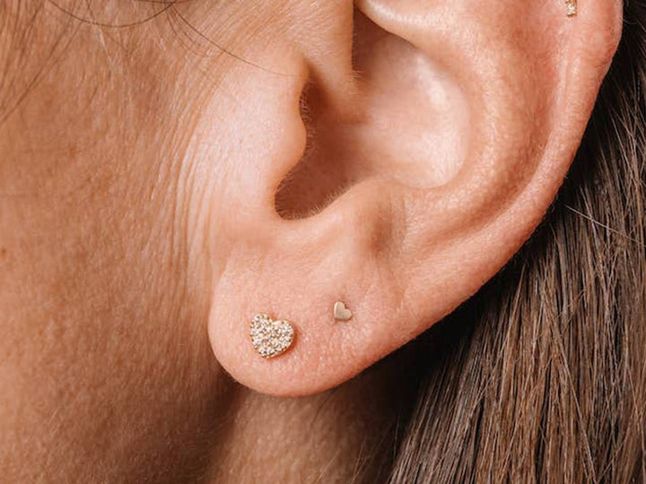 14k Tiny Heart Stud Earring