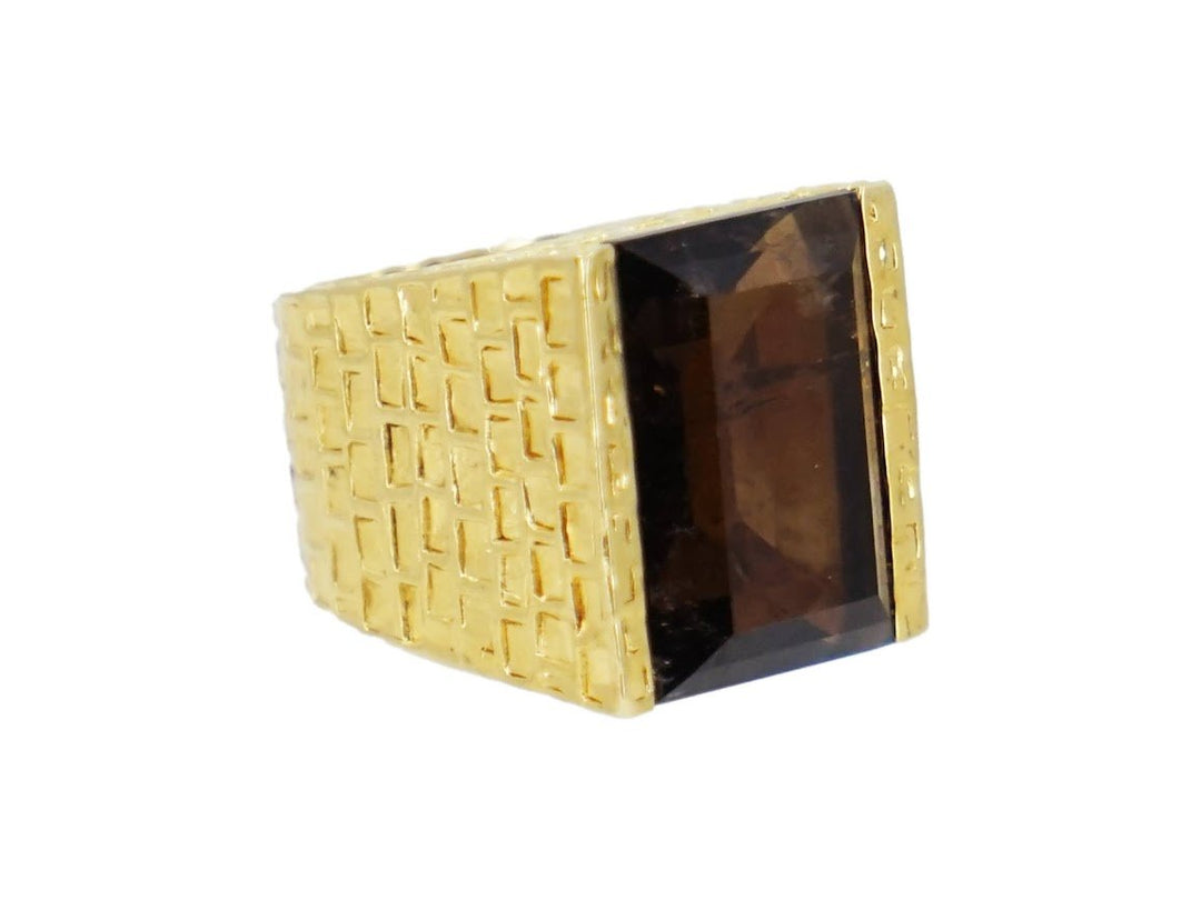 Chiseled Rectangular Ring with Smoky Topaz