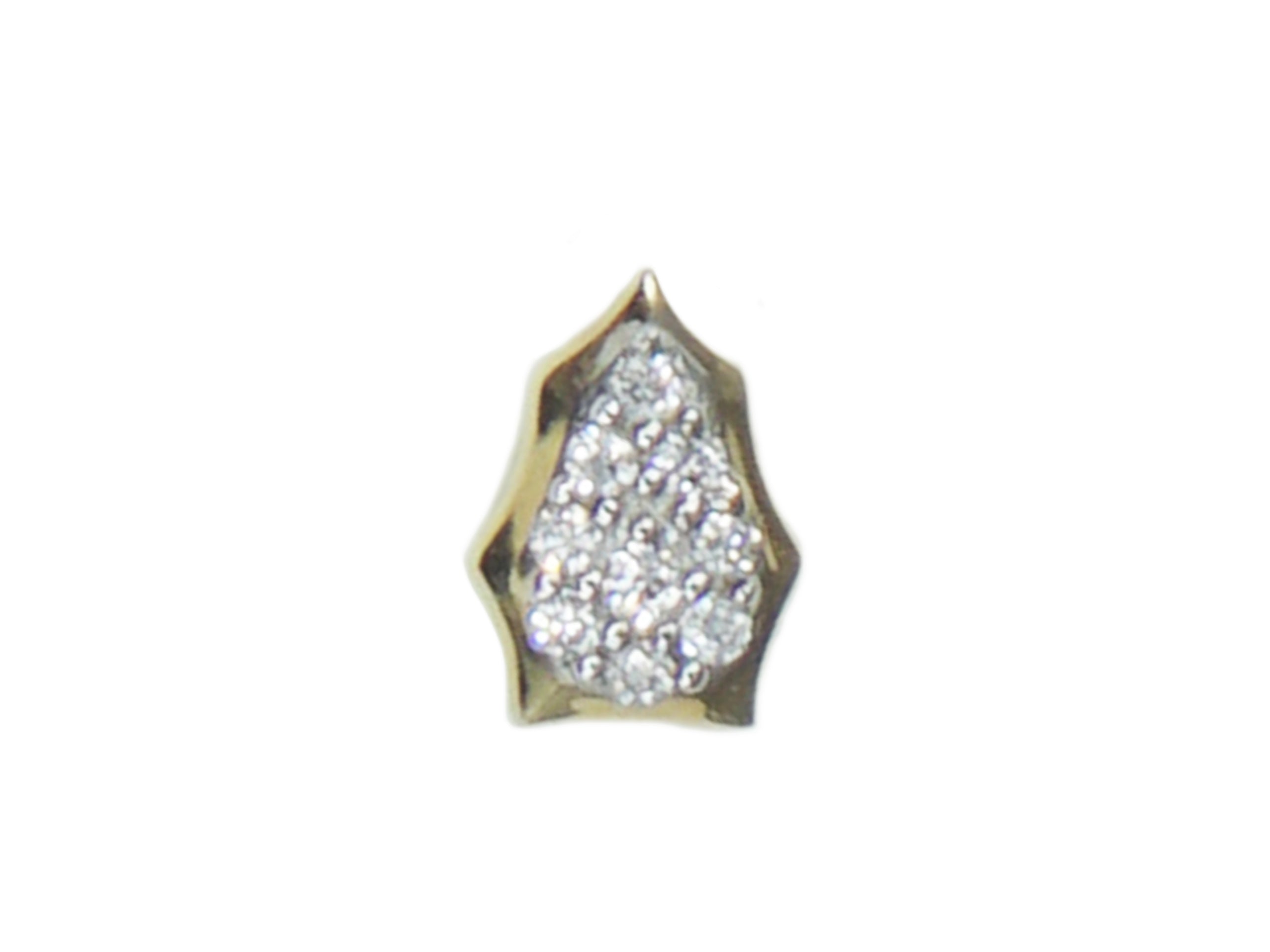 14k Pave Jagged Tear Single Stud Earring