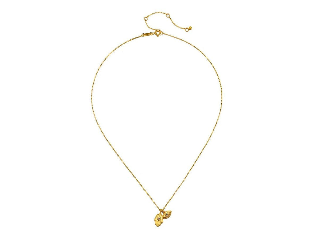 Gold Hamsa and Evil Eye Charms Necklace