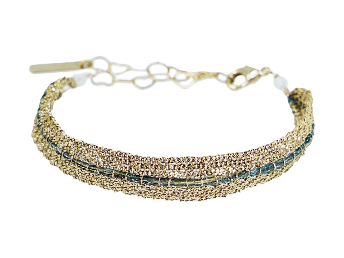 Green Thread Striped Chain Bracelet
