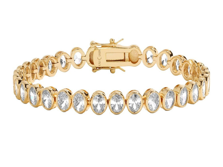 Gold Tennis Bracelet with Oval CZs