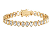 Load image into Gallery viewer, Gold Tennis Bracelet with Oval CZs
