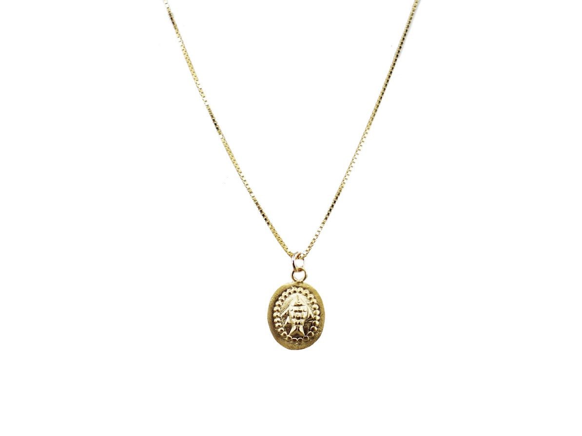 Gold Fish Medallion Necklace.