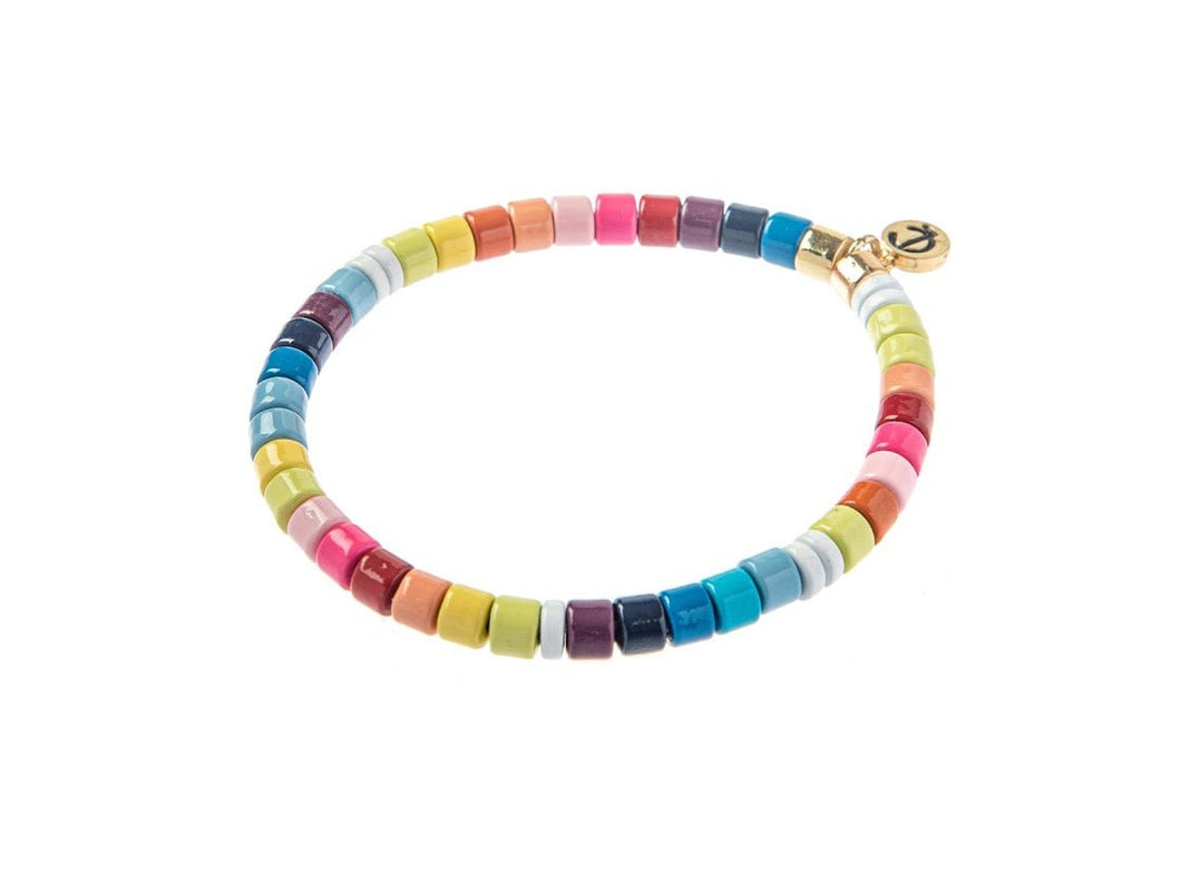 Autumn Rainbow Enamel Bead Bracelet