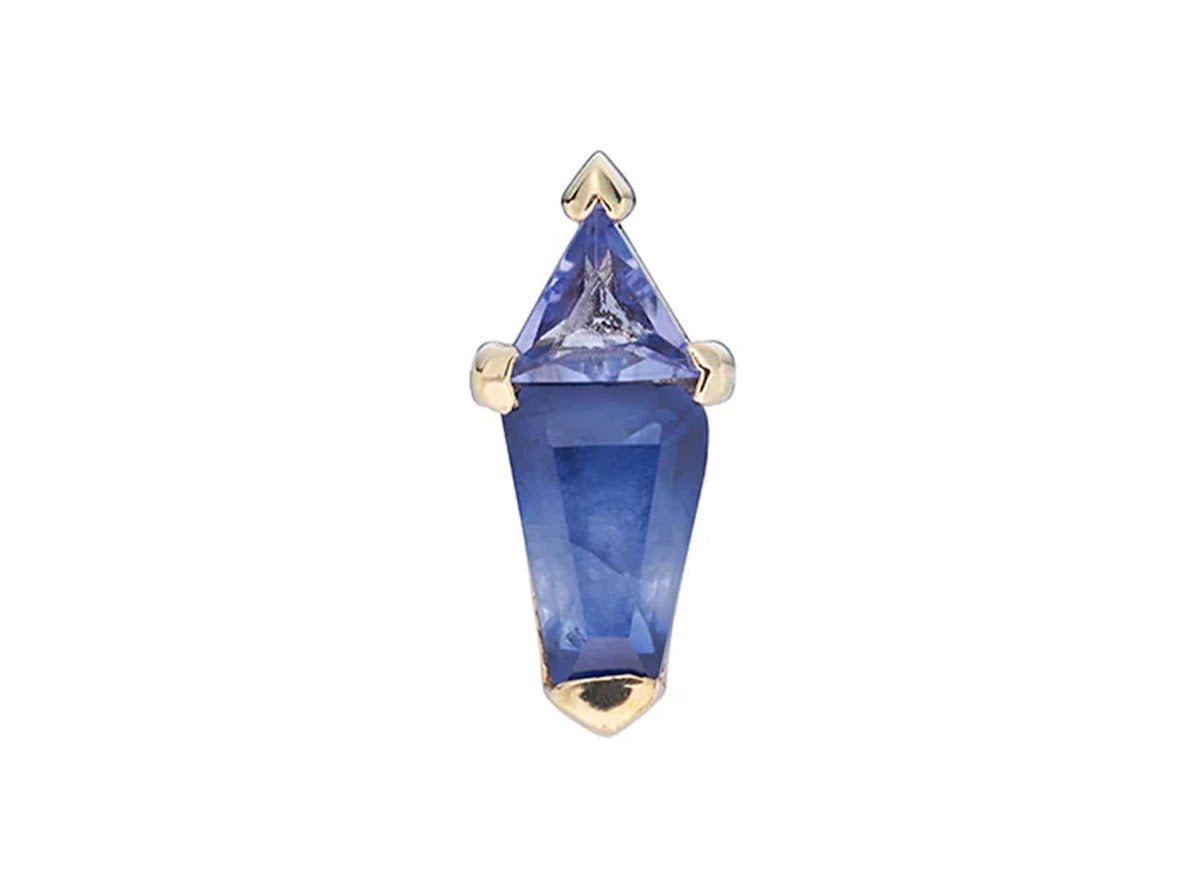 9k Prism Stud Earring with Tanzanite and Sapphire