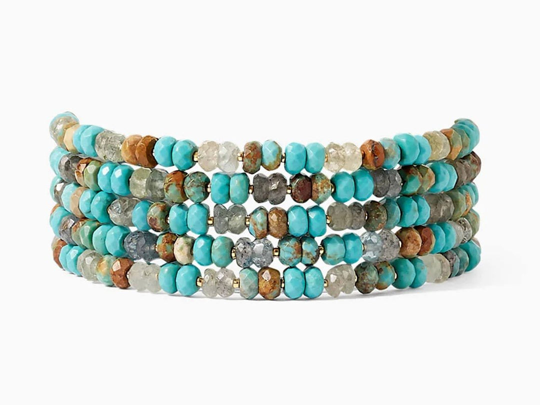 Turquoise and Moss Aquamarine Wrap Bracelet