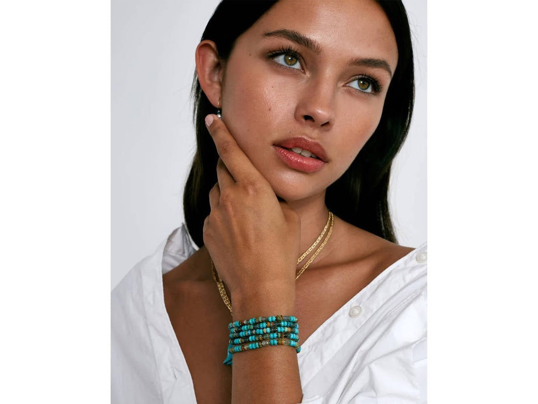 Turquoise and Moss Aquamarine Wrap Bracelet