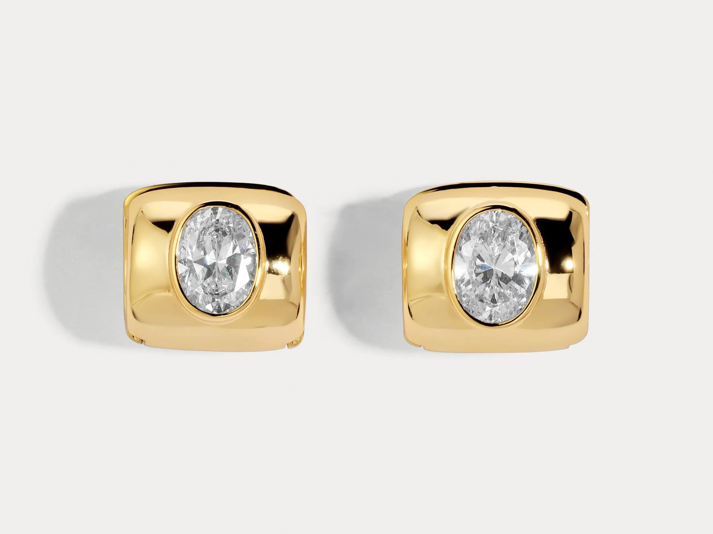 Gold Wide Huggie Hoops with CZs
