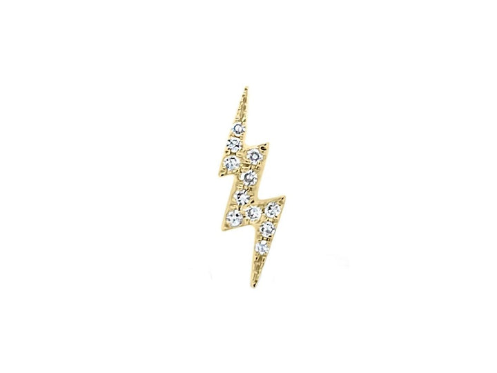 14k Lightning Bolt Single Stud with Diamonds