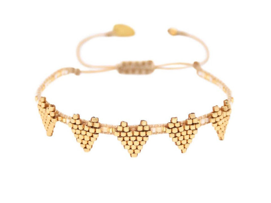 Gold Bead Bracelet with Hearts