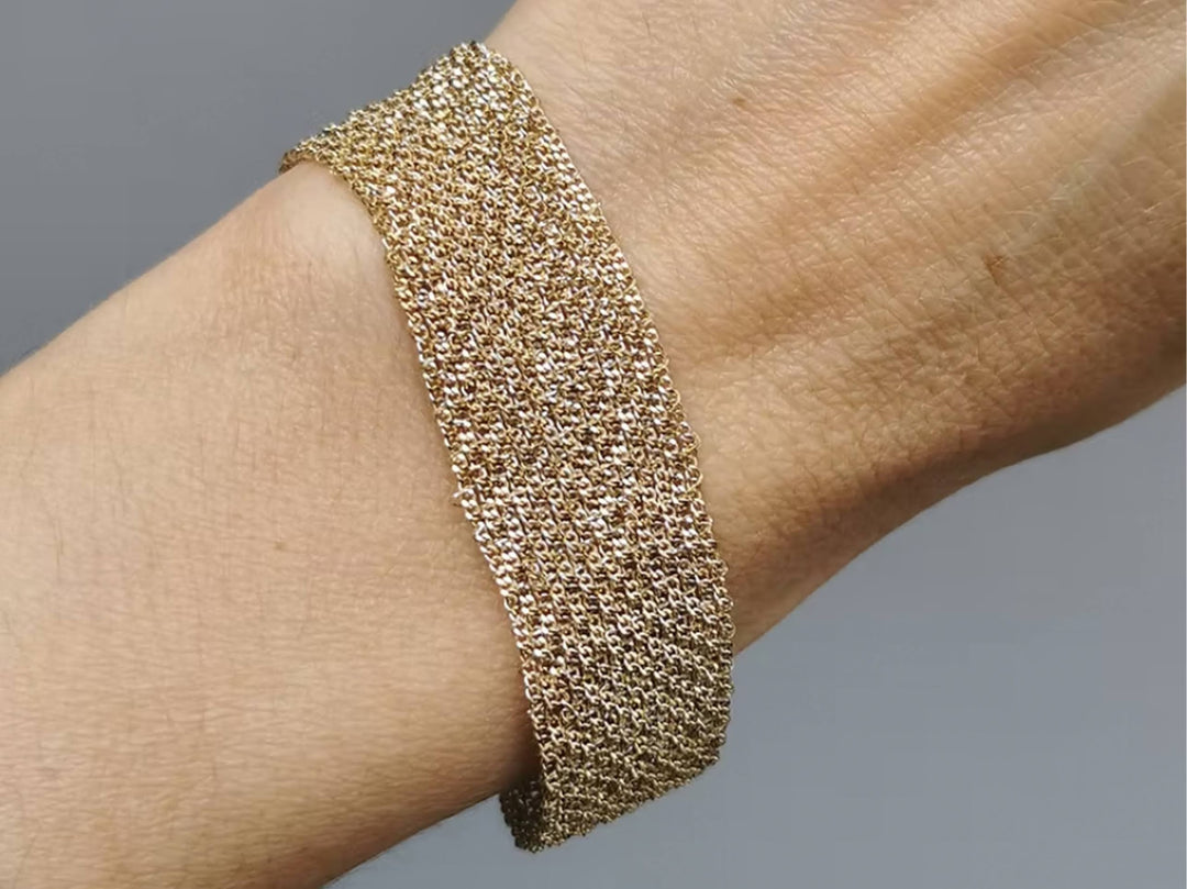 Wide Woven Chain Bracelet