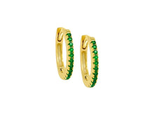 Load image into Gallery viewer, Green CZ Pave Huggie Earrings
