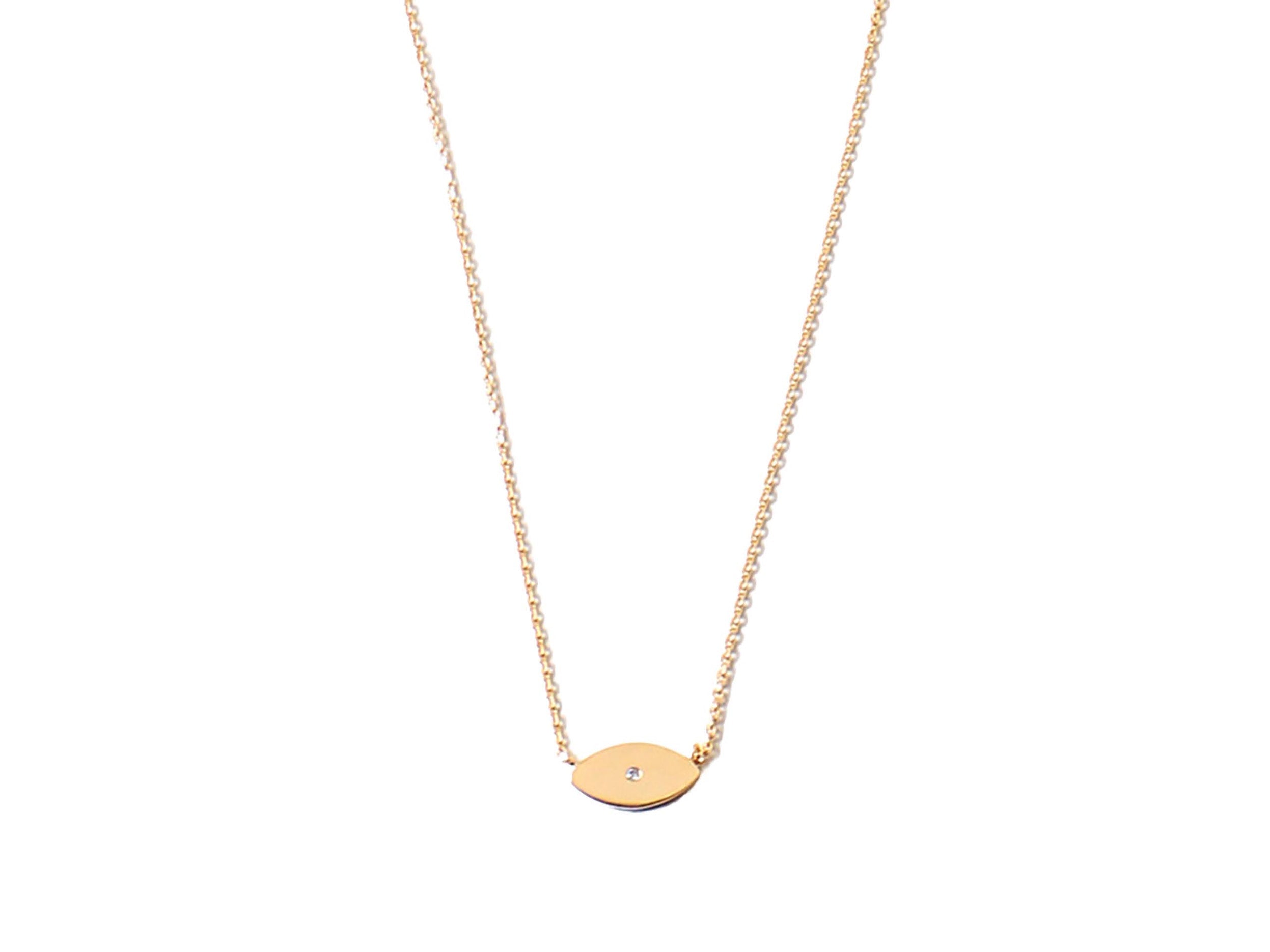 Gold Evil Eye Charm Necklace with CZ