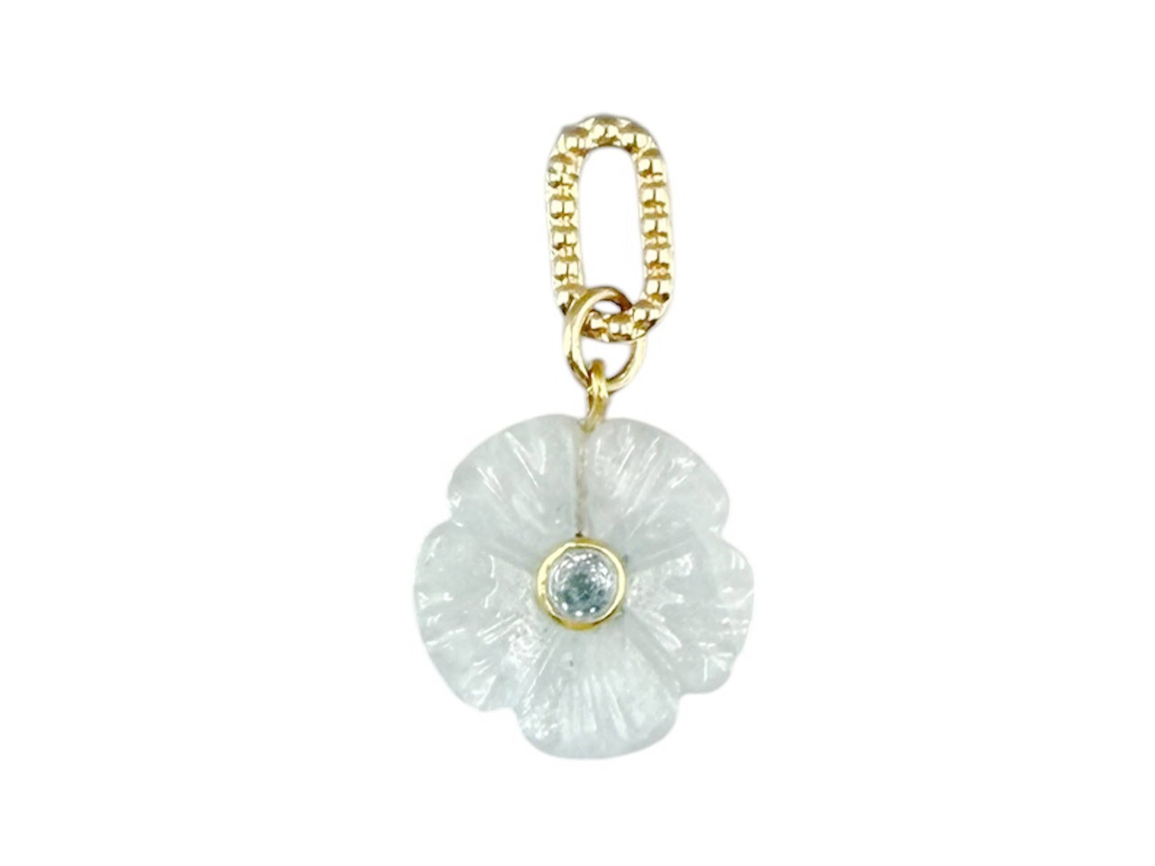 Aquamarine Flower Charm with Blue Topaz