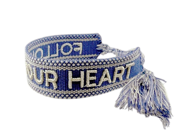 Woven Blue FOLLOW YOUR HEART Bracelet
