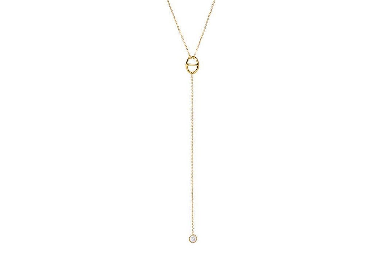 14k Lariat with Mariner Link and Diamond