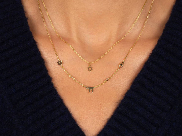 Gold Dainty Star of David Necklace