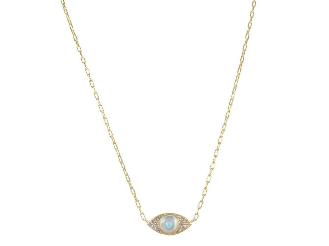 Gold Pave Evil Eye Necklace