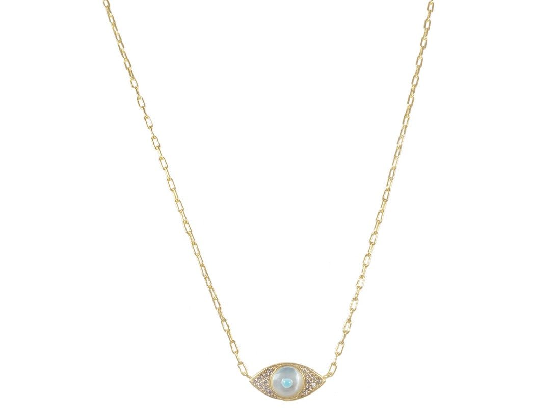 Gold Pave Evil Eye Necklace