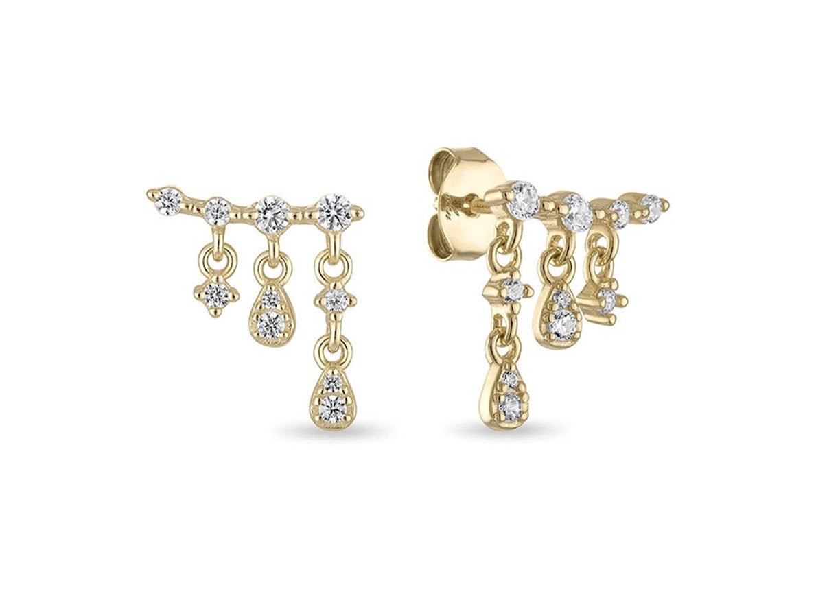 Gold Waterfall Dangle Drop Stud Earrings