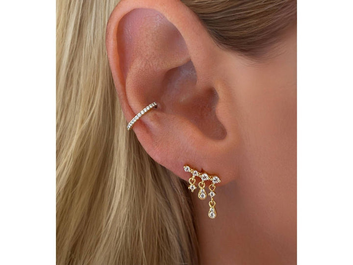 Gold Waterfall Dangle Drop Stud Earrings