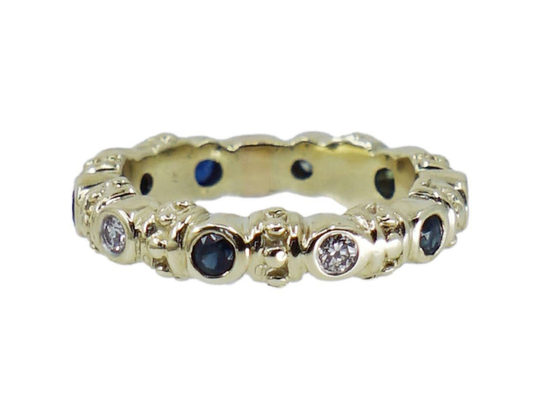 14k Yellow Gold Eternity Band with Sapphires and Diamonds