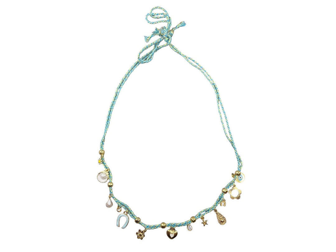 Magical Charm on Turquoise Cord Necklace #1