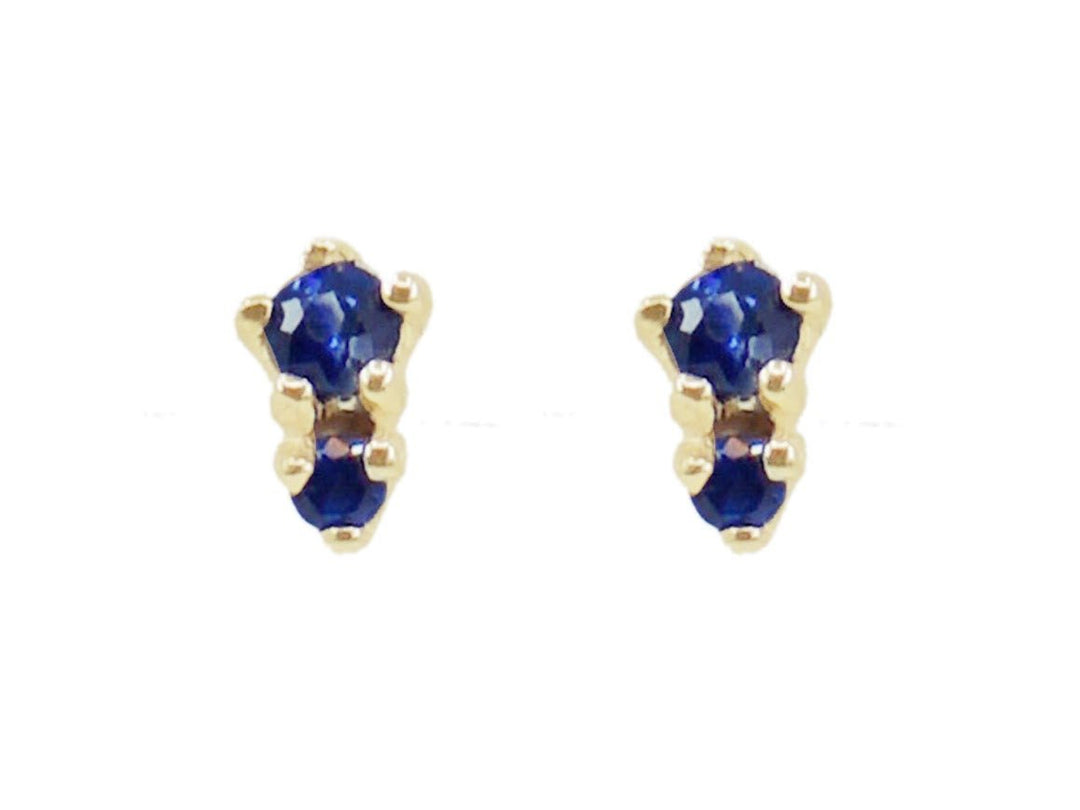 14k Two Blue Sapphire Stud Earrings