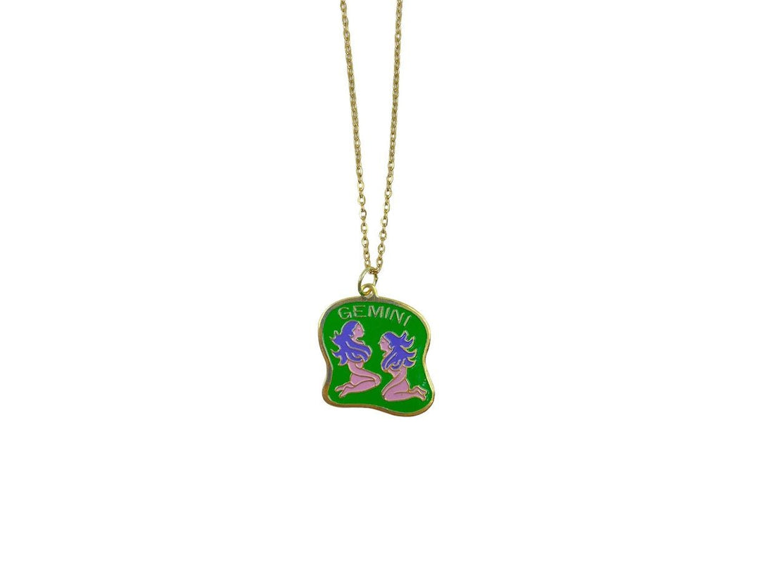 1970s Enamel Gemini Charm Necklace