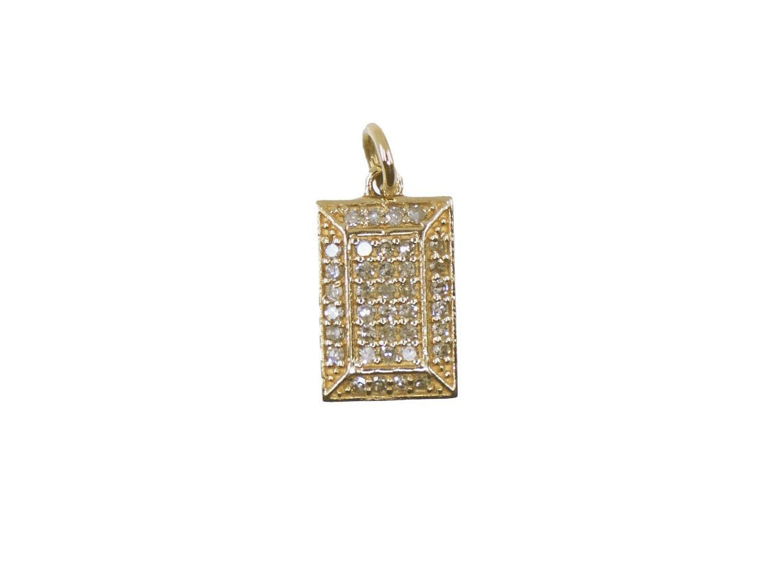 14k Small Diamond Rectangular Charm