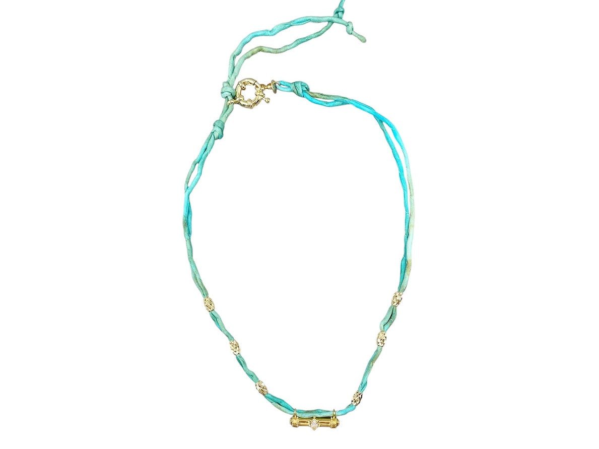 Turquoise Silk Jaipur Necklace